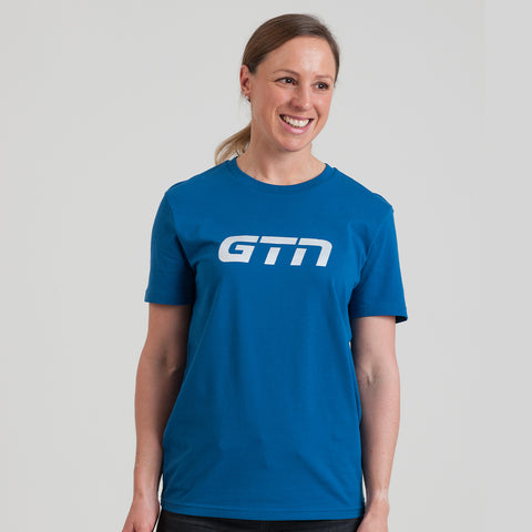 T-shirt con logo GTN Word - blu e argento